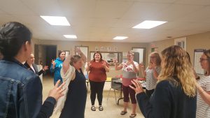 photograph of women doing an exercise