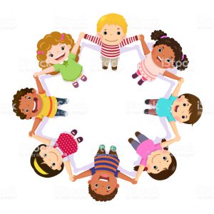 illustration of a children holding hands in a circle